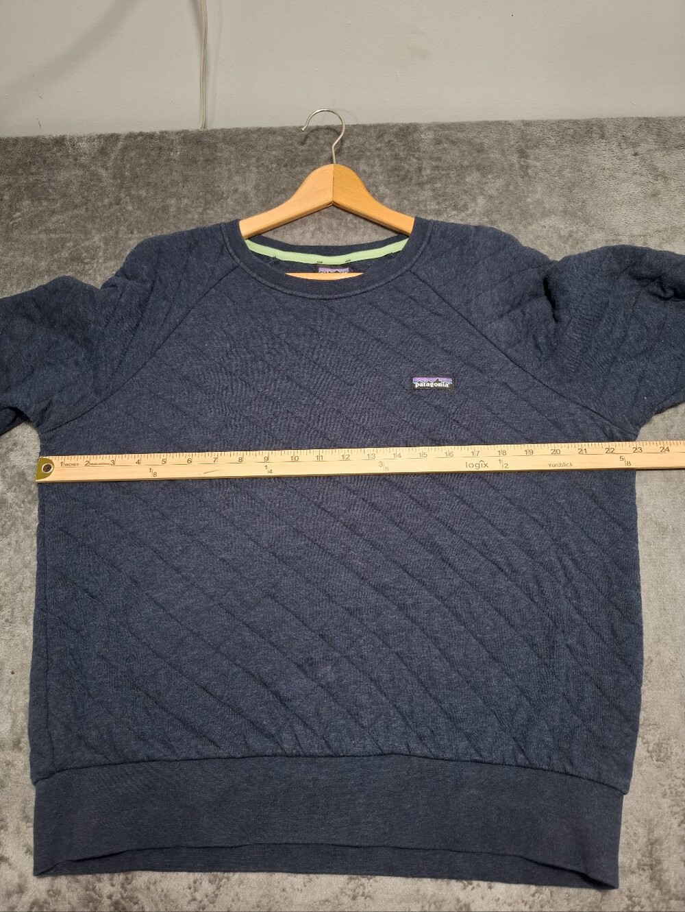 Patagonia Work Wear Women's Quilted Crewneck Sweatshirt Navy Organic Cotton Sz L - Picture 8 of 13